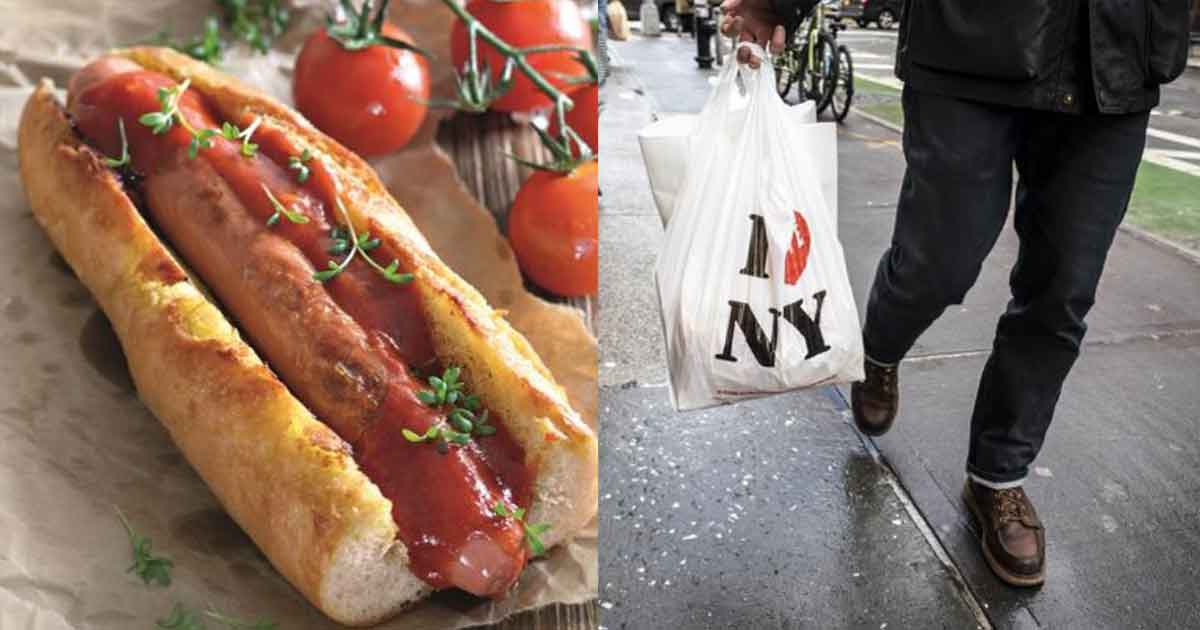 В Нью Йорке запретили пластиковые пакеты и хот доги