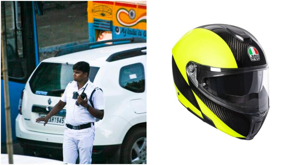 Попался без шлема на мотоцикле? Нет проблем, индийские полицейские предлагают нарушителям купить его на месте