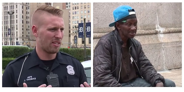 Бездомный пытался побриться над лужей, когда заметил полицейского, реакция офицера растопит даже каменное сердце