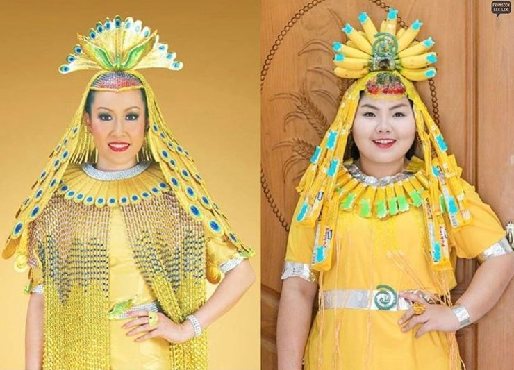 Мода и еда: девушка из Таиланда с юмором копирует фото знаменитостей при помощи еды