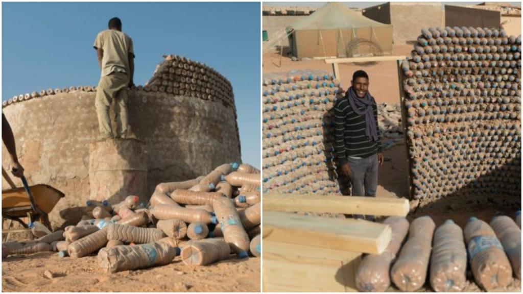 Пустые бутылки, песок и терпение: алжирец строит дома для беженцев, используя «мусор»