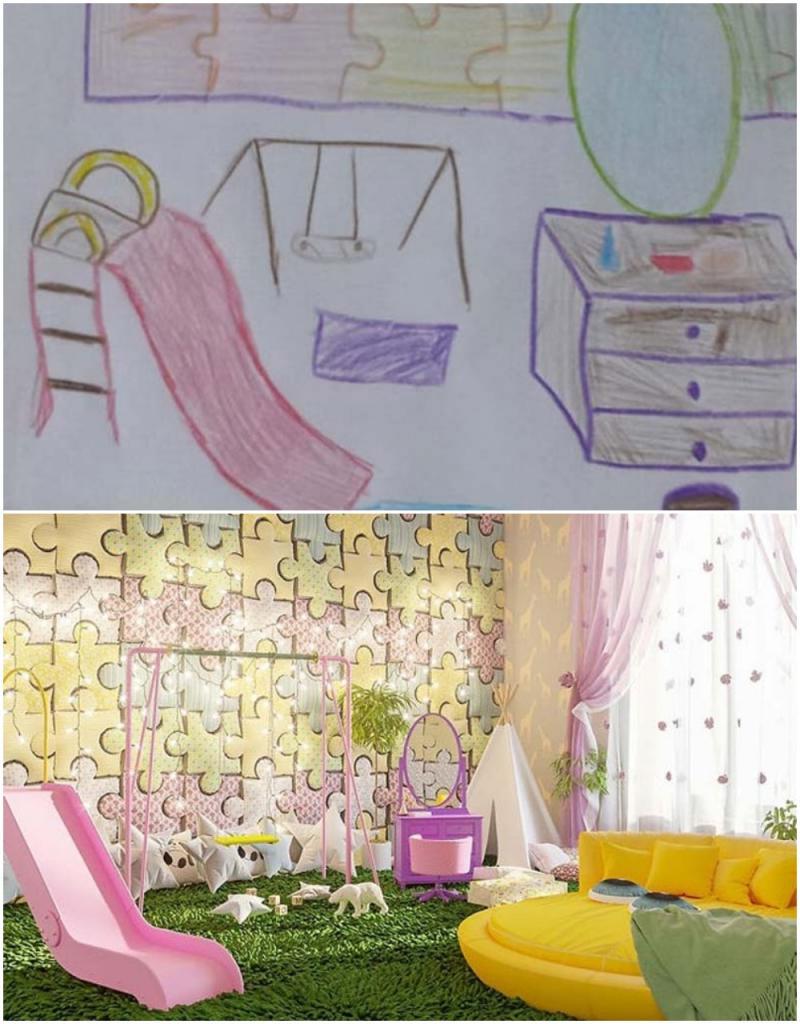 Фантастика: детей попросили нарисовать комнату своей мечты, а затем дизайнеры сделали ремонт по их рисункам