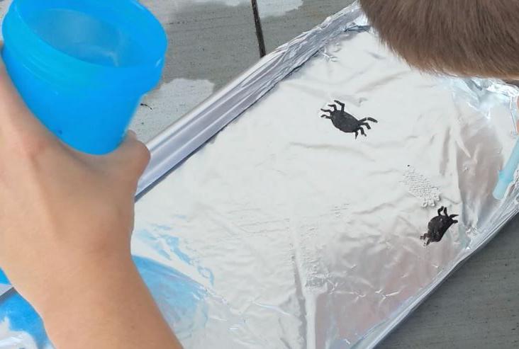 Мама нарисовала на фольге двух пауков: теперь дети весь вечер заняты увлекательной игрой