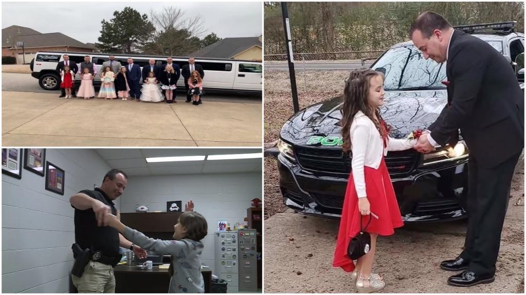 Полицейский из Арканзаса Ник Харви сопровождает 8 летнюю дочку своего товарища на «Бал отца и дочери»