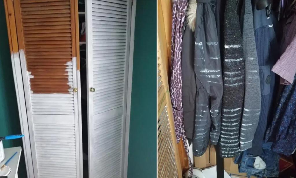 Женщина решила покрасить дверцы шкафа, и теперь мужу придется обновить гардероб: реакция в Сети