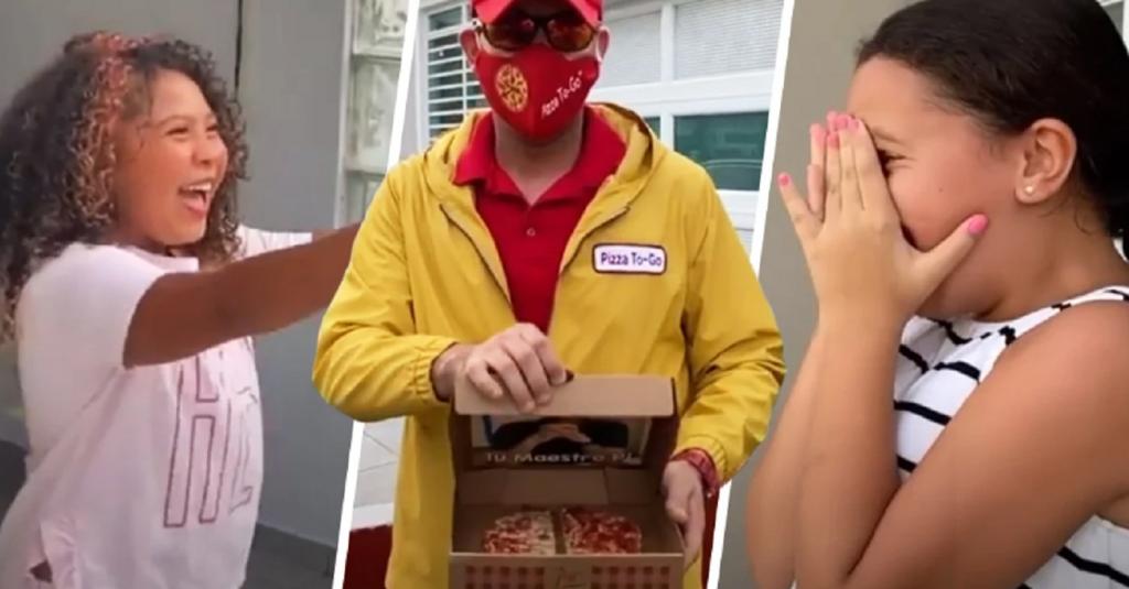 Чтобы подбодрить детей на карантине, учитель лично доставил ученикам пиццу
