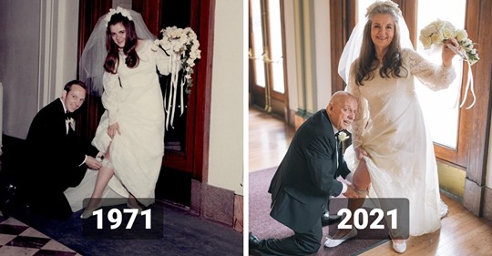Пара отметила 50 лет брака, повторив свои свадебные снимки. И пользователи сети были тронуты до глубины души