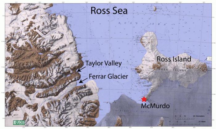 В море Росса возле Антарктиды замечен странный зеленый лед